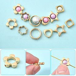 180Pcs 6 Styles 2-Hole CCB Plastic Beads Frame&nbsp;CCB-SP0001-10G