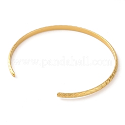 Ion Plating(IP) 304 Stainless Steel Textured Open Cuff Bangles&nbsp;BJEW-G714-01G