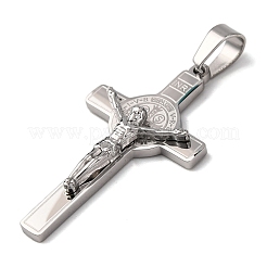 304 Stainless Steel Religion Jesus Cross Pendants&nbsp;STAS-F323-12P