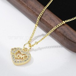 Brass Micro Pave Clear Cubic Zirconia Hollow Love Heart Pendant Necklaces for Women&nbsp;NJEW-M088-02G-03