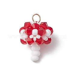 7Pcs 7 Colors Handmade Glass Seed Beaded Mushroom Pendants&nbsp;PALLOY-MZ00621