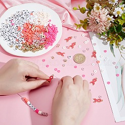 DIY Acrylic Beads & Awareness Ribbon Pendants Bracelets Making Kits&nbsp;DIY-PH0029-16
