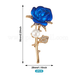 2Pcs Valentine's Day Rose Zinc Alloy Crystal Rhinestone Brooches&nbsp;JEWB-TADJ0001-02A