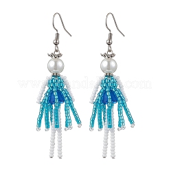Handmade Glass Seed Beads Dangle Earrings&nbsp;EJEW-MZ00447-01