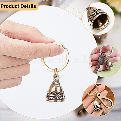 Christmas Brass Bell Pendant Keychain&nbsp;KEYC-WH0027-96