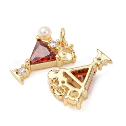 Brass Micro Pave Cubic Zirconia Pendants&nbsp;KK-D019-25G