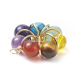 7 Chakrs Gemstone Copper Wire Wrapped Pendants&nbsp;X-PALLOY-JF01963-02
