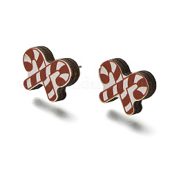 Christmas Printed Wood Stud Earrings for Women&nbsp;EJEW-U025-01B