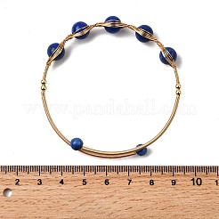 Natural Lapis Lazuli Wrapped Cuff Bangle&nbsp;BJEW-A122-07B