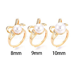 Bowknot Brass Micro Pave Clear Cubic Zirconia Adjustable Ring Settings&nbsp;KK-T076-27G