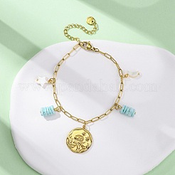 304 Stainless Steel Cable Chain Charm Bracelets&nbsp;BJEW-L708-02G