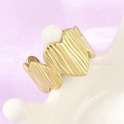 Textured 304 Stainless Steel Cuff Open Rings for Women&nbsp;RJEW-A102-03G
