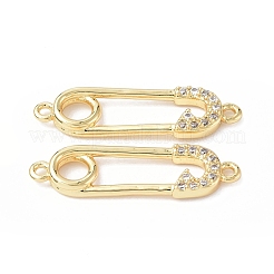 Eco-Friendly Rack Plating Brass Micro Pave Clear Cubic Zirconia Connector Charms&nbsp;KK-F845-04G
