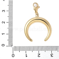 304 Stainless Steel Rhinestone Double Horn/Crescent Moon Pendant Decoration&nbsp;STAS-S165-42G