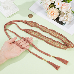1Pc Cotton and Linen Flower Lace Tassel Waist Belly Belts&nbsp;AJEW-GF0012-32B