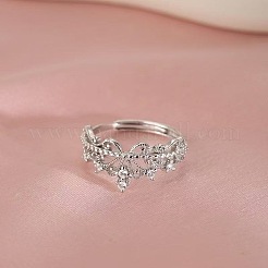 Alloy Rhinestone Cuff Open Rings for Women&nbsp;WG50EF1-01