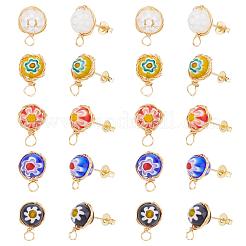 10 pairs 5 Colors Handmade Millefiori Lampwork Earring Stud Settings and Ear Nuts&nbsp;EJEW-UN0001-55