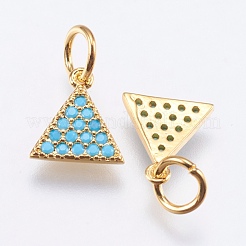 Brass Micro Pave Cubic Zirconia Charms&nbsp;X-RB-I077-24G-RS