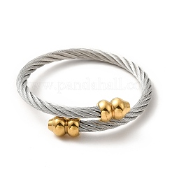 304 Stainless Steel Twist Rope Open Cuff Bangle&nbsp;BJEW-P283-50