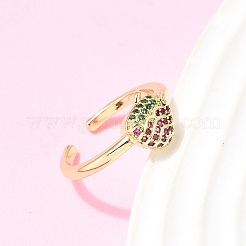 Brass Micro Pave Cubic Zirconia Cuff Open Rings&nbsp;RJEW-C164-04B-G