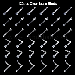 120Pcs 6 Style Acrylic L-Shaped Nose Ring&nbsp;AJEW-YW0001-11A