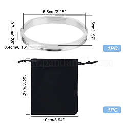 1Pc Stainless Steel Grooved Bangles&nbsp;STAS-UN0042-51P