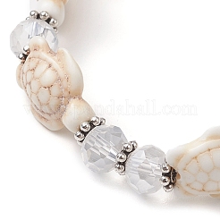 Summer Beach Turtle Synthetic Turquoise & Faceted Glass Beaded Stretch Bracelets for Women Men&nbsp;BJEW-JB10453