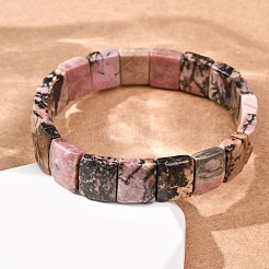 Natural Rhodonite Faceted Beaded Stretch Bracelets for Women&nbsp;BJEW-K251-08I