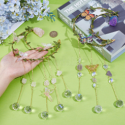 2Pcs 2 Styles Iron & Acrylic & Imitation Leather Suncatchers&nbsp;HJEW-OC00260