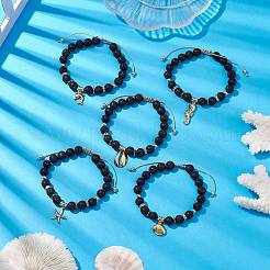 Adjustable Natural Lava Rock Braided Bead Bracelets&nbsp;BJEW-JB10563