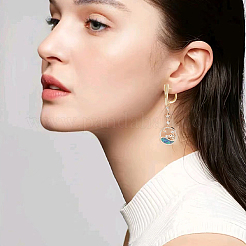 5Pairs V-shaped Rack Plating Brass Hoop Earring Findings with Latch Back Closure and Horizontal Loop&nbsp;KK-ME0002-47