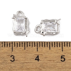 Brass Micro Pave Clear Cubic Zirconia Pendants&nbsp;KK-L212-02P