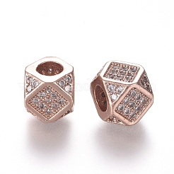 Brass Micro Pave Cubic Zirconia Beads&nbsp;ZIRC-L088-01B-RG