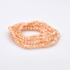 Half Rainbow Plated Faceted Rondelle Imitation Jade Glass Beads Strands&nbsp;GLAA-A024C-HR09