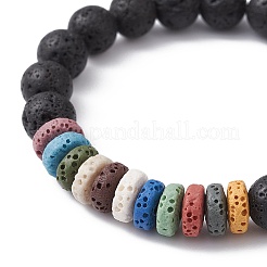 Dyed Natural Lava Rock Beaded Stretch Bracelets for Kid&nbsp;BJEW-JB09666