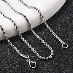Non-Tarnish 304 Stainless Steel Rope Chain Necklaces&nbsp;NJEW-F226-03P-03