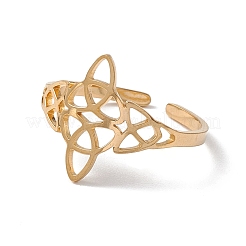 Sailor's Knot 304 Stainless Steel Hollow Open Cuff Ring for Women&nbsp;RJEW-E073-03G