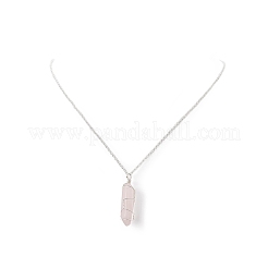 Natural Rose Quartz Bullet Pendant Necklace&nbsp;NJEW-JN04240