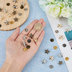 24Pcs 4 Colors Alloy Star Brooches&nbsp;JEWB-FH0001-41