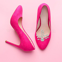 2 Pairs Detachable ABS Imitation Pearl & Rhinestone Flower Shoe Decoration&nbsp;AJEW-HY0001-20