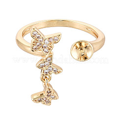 Butterfly Brass Micro Pave Clear Cubic Zirconia Cuff Rings Setting&nbsp;KK-T079-26G