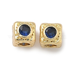 Cube Brass Micro Pave Cubic Zirconia Beads&nbsp;KK-B170-03G