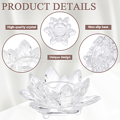 Lotus Shape Glass Candle Holder&nbsp;DJEW-WH0039-176A