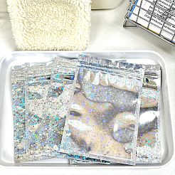 60Pcs 3 Styles Glitter Holographic Star Plastic Packaging Yin-yang Resealable Bags&nbsp;OPP-DJ0001-02