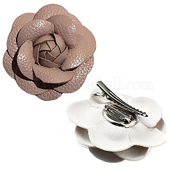 Imitation Leather Shoe Buckle Clips with Iron Clip&nbsp;FIND-CL0001-92A