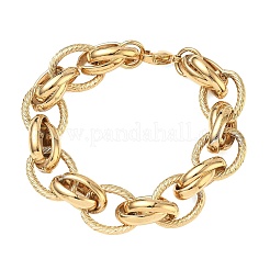 304 Stainless Steel Textured Oval Link Chain Bracelets&nbsp;SA-CBA2696-26G
