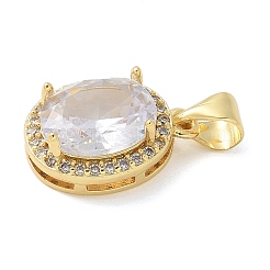 Brass Micro Pave Cubic Zirconia Pendants&nbsp;KK-K298-40G