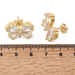 Butterfly Brass Clear Cubic Zirconia Stud Earrings for Women&nbsp;EJEW-A162-02G
