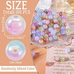 100Pcs UV Plating Iridescent Two Tone Acrylic Beads&nbsp;OACR-TA0002-99
