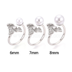 Flower Brass Micro Pave Clear Cubic Zirconia Cuff Ring Settings&nbsp;KK-T076-33P